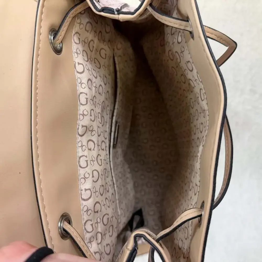 NWT Guess All Over Light Pink Color Logo Print Small Backpack Preppy Academia